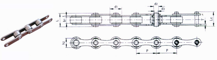 Durable Single Strand Roller Chain , Transmission Roller Chain ANSI Standard