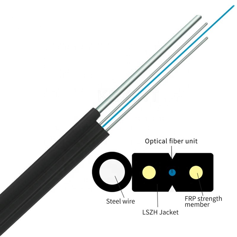 GJYXCH 1 2 4 Core G657A1 Steel Wire Or FRP Black Fiber Optic Drop Cable