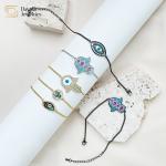 Ojo Bracelet 18K Gold Plated Jewelry Hamsa Hand Evil Eye Charm design