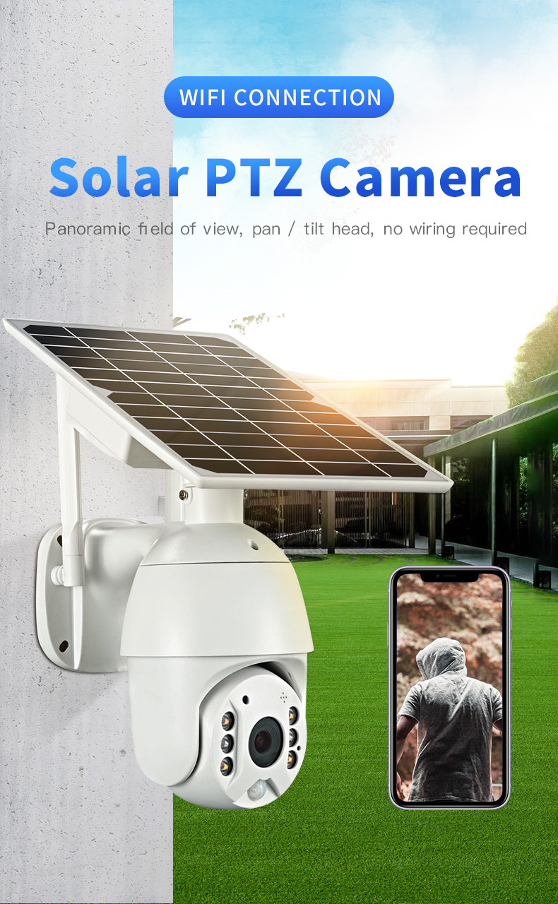 Glomarket Tuya Solar Panel PTZ Camera 1080P Cctv Smart Wifi Camera Security Waterproof Battery Wireless Camera