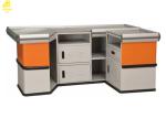 Cold Rolled Steel Supermarket Checkout Counter With Entrance Bar 2000x600x850mm