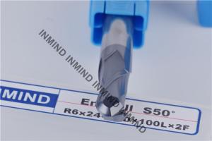 Quality 12 mm AOL 100 mm Solid Carbide End Mills , HRC50 TiAlN Coating Ball Nose Mill wholesale