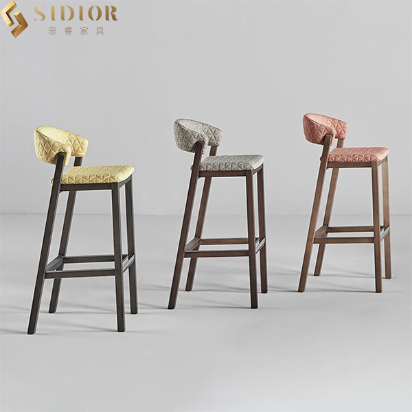 SGS Commercial Small Custom Luxury Solid Wood Bar Stools With Backs