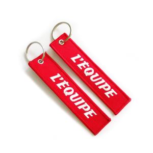 China Logo Custom Embroidered Keychain Twill Merrowed Border 12 Colors OEM on sale
