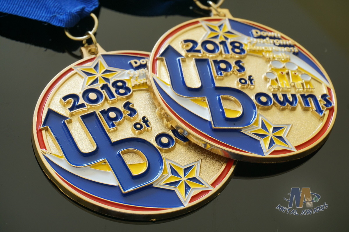 Awareness Walk Gold Sport Metal Award Medals Blue Ribbon Hockey And Racing Medals