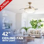 Home Office Function Air Conditioning LED Lighting Gold Ceiling Fan with Hidden