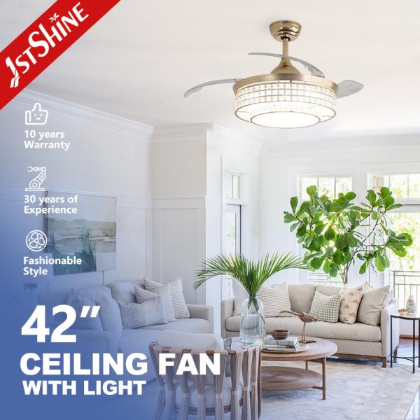 Home Office Function Air Conditioning LED Lighting Gold Ceiling Fan with Hidden