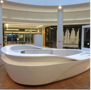 China Unique Curved Reception Counter , Solid Surface Hotel Reception Desk on sale