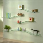 Clear Decorative Glass Wall Shelves , Tempered Glass Shelves Shower