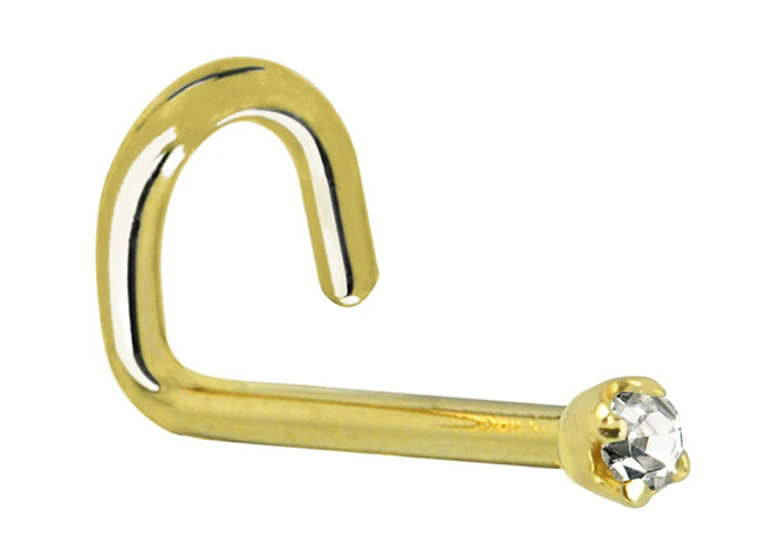 ODM 18k Rose Gold Nose Ring , Nose Piercing Pin With 1.5-2.5mm Natural Diamond