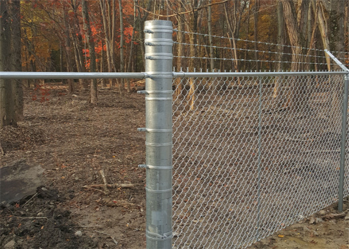 6' High Diamond Shape Chain Link Fence Fabric With Barbed Wire Installation