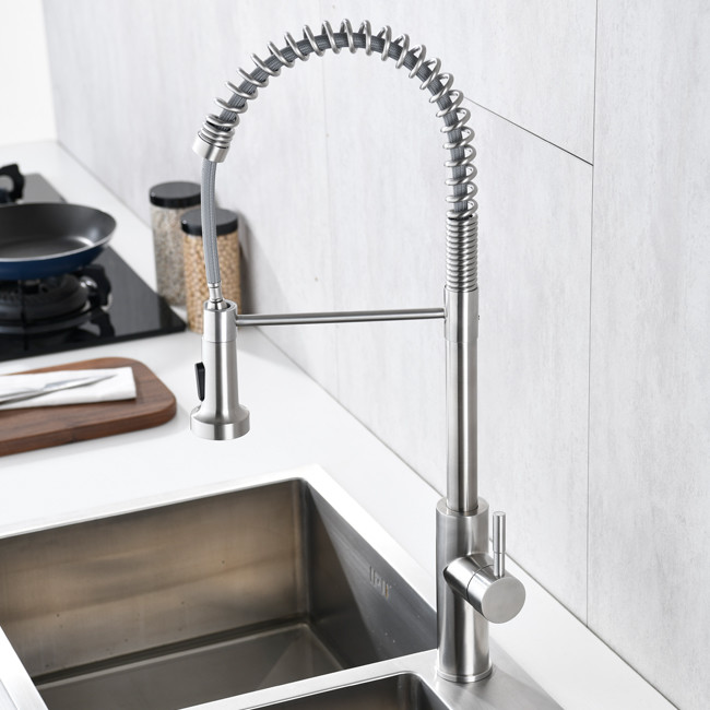 IPX5 Spring Coil Kitchen Faucet Kitchen Mixer Tap With Extendable Spray