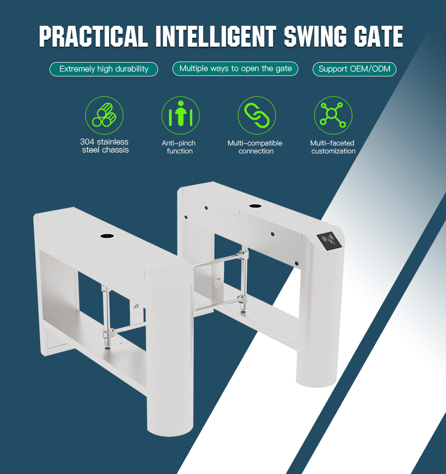 HCW IP44 Swing Barrier Turnstile 40W Stainless Steel 304 Pedestrian Turnstile Gate