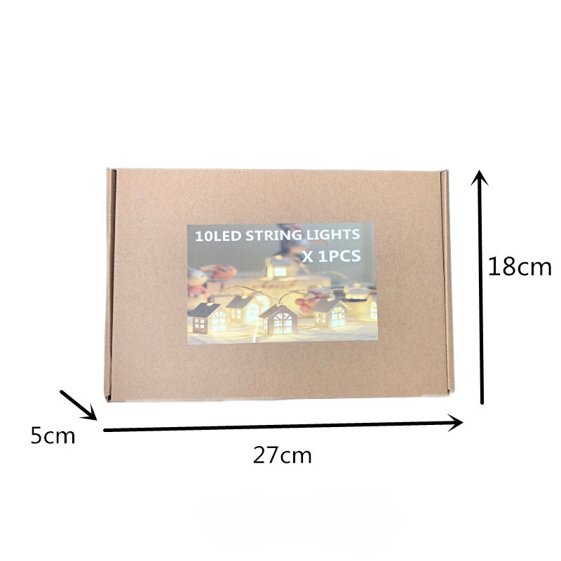 Christmas Decoration Indoor 10 LED Christmas String Lights Wooden House Battery Operated Christmas Lights for Xmas Garden Patio