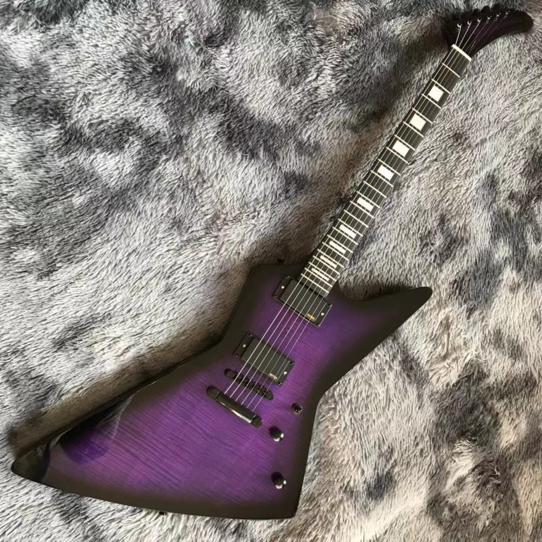 Custom Grand Flamed Maple Top Electric Guitar In Purple Color