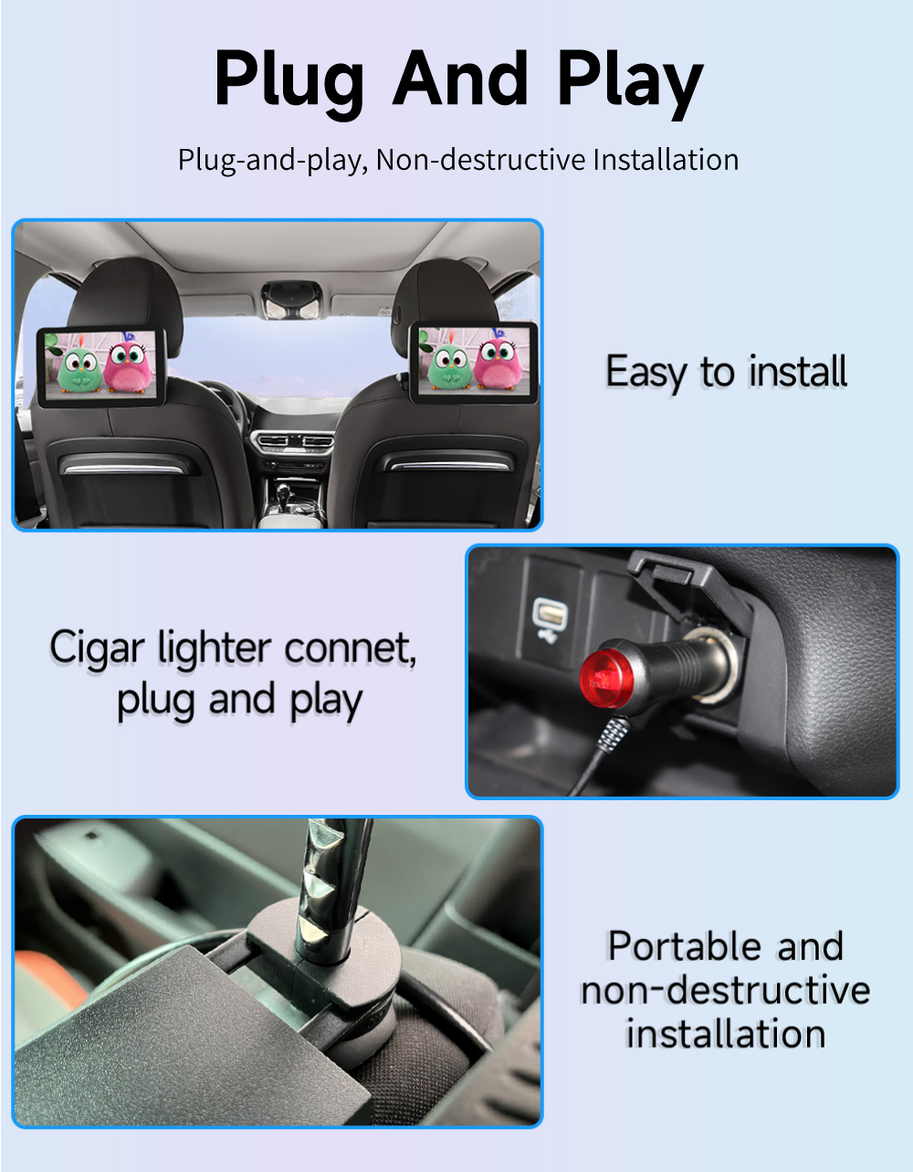 IPS Android Tablet Touch Screen Car Rear Seat Player Online Video Play Store AUX Port
