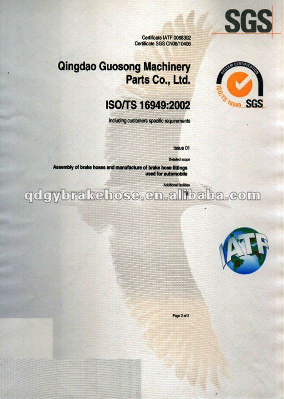 DOT SAE J1401 steel crimped Eye fitting for brake hose