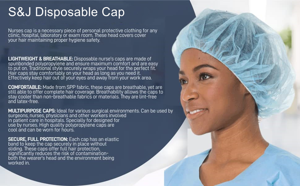 PP Non Woven Hospital Bouffant Cap Spa Hospital Surgical Hats Headwear
