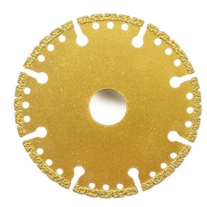 Quality 125mm Diamond Slotted Blade Disc Vacuum Brazed Cutter for Marble Stone Slab Edge Grinding wholesale