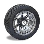 12'' Machined/Gunmetal Golf Cart Wheels And 215/35-12 DOT Street Tires