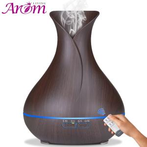 Quality 400ml Tulip Shape Dark Wood Grain Aromatherapy Diffuser wholesale