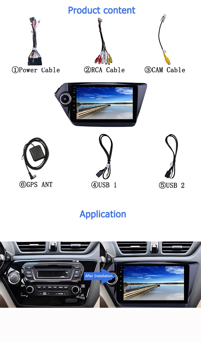 Kia Car Stereo K2 RIO 2011- 2015 9" Android 10 Quad Core Car WIFI GPS Radio Stereo Video Audio DVD Player