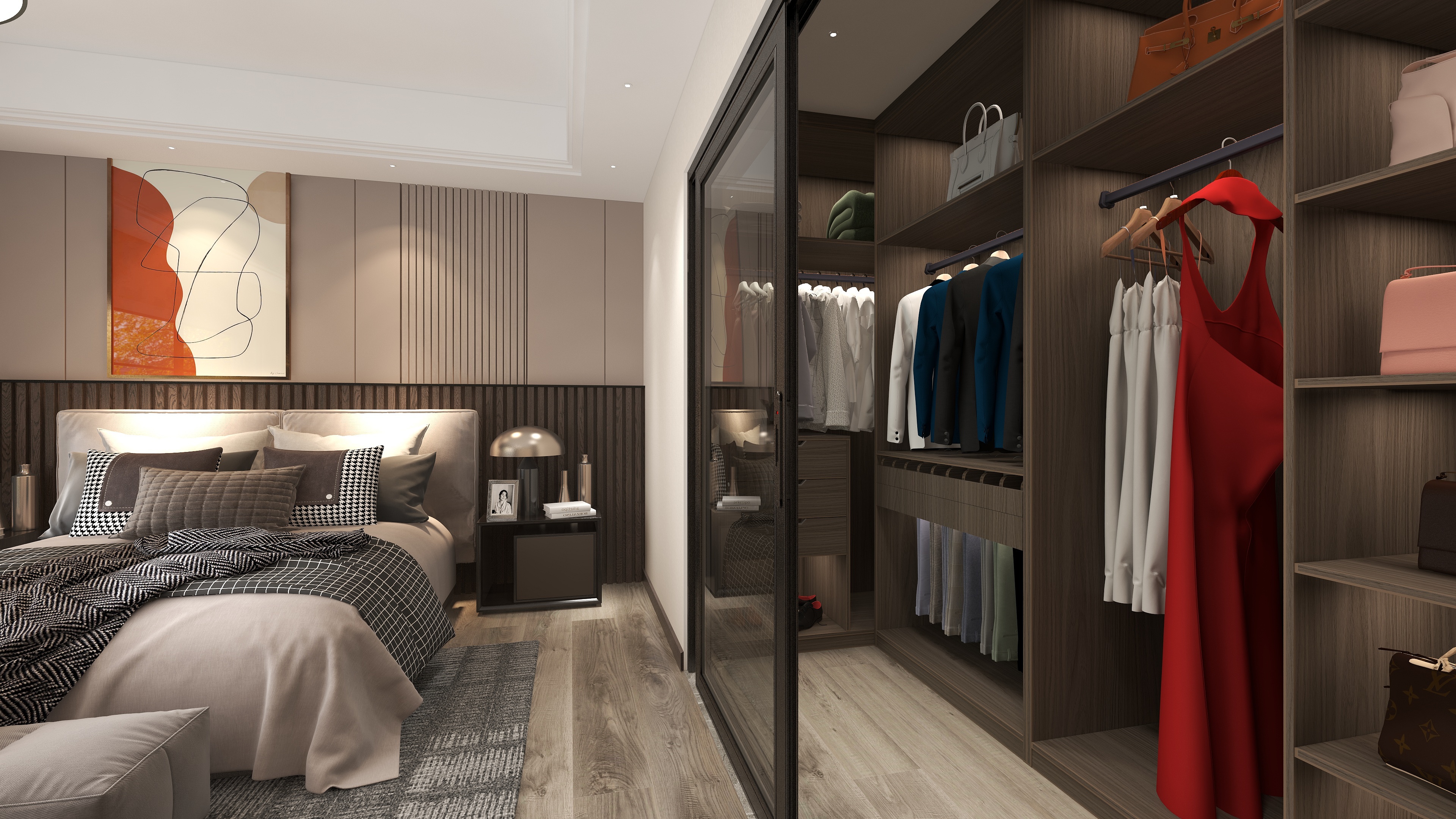 Modern Design Master Bedroom Wardrobe Closet with Customizable Options and Mail Packing