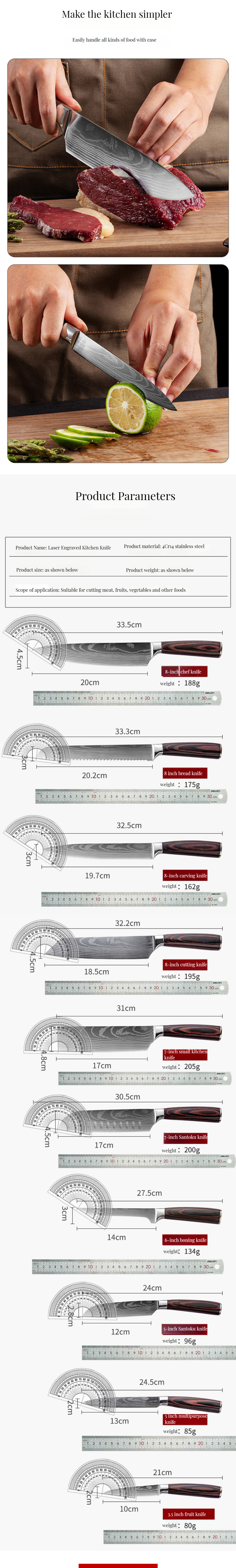 5 Inch Santoku Knife Set Stainless Steel Kitchen Chef Knife with Knife Cover Cooking