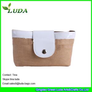 Quality LUDA italian leather handbags fashion paper straw handbags with leather lid wholesale