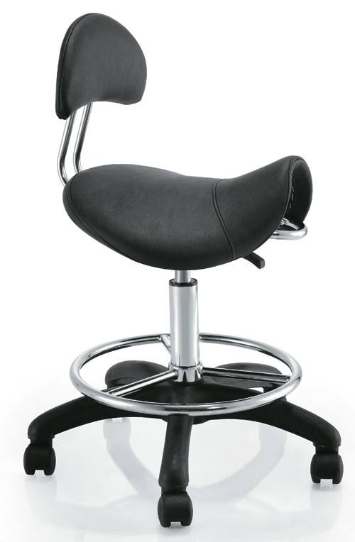 Ergonomic Saddle Seat Office Chair Stool , White Saddle Leather Chair Swivel Freely