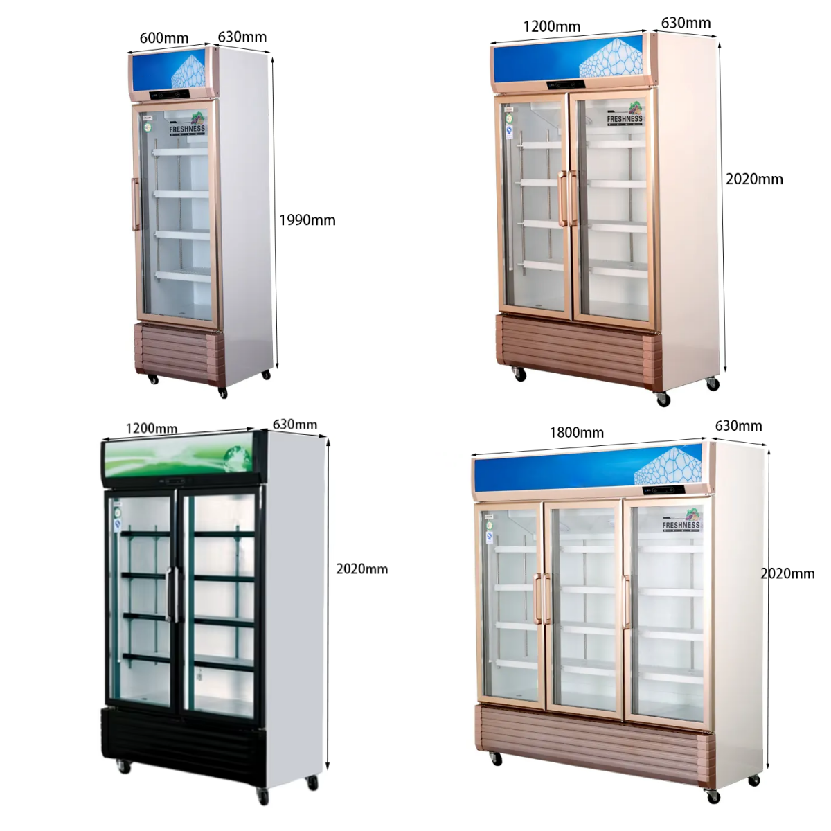 Vertical Glass Door Beverage Cooler Refrigerator Showcase with Digital Thermostat