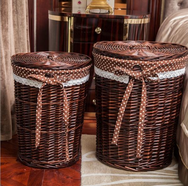 Cheap Storage Rattan Wicker Willow Laundry Basket With Lid Fashion Natural