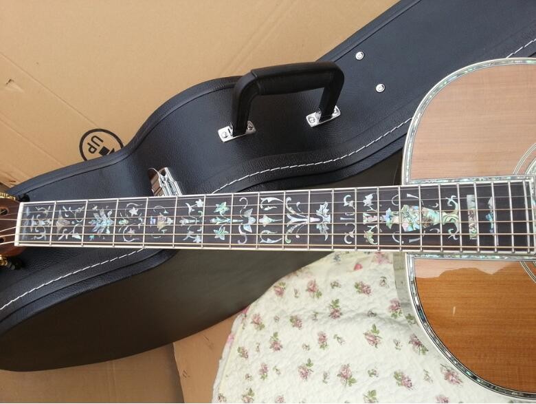 cedar top 00045 model acoustic guitar red pine 100% all real abalone acoustic electric guitar
