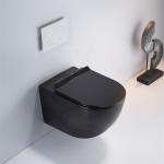 Elongated Wall Hung Toilet Adjustable Height And Soft Closing Seat