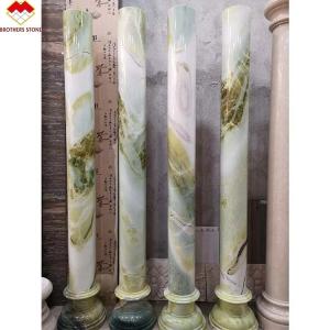 Quality Decoration Ink Green White Veins Marble Column pillar Roman Hollow 15-30mm Thickness wholesale