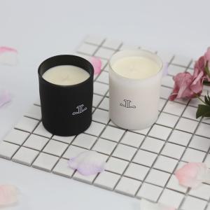Quality Glass Scented Jar Candle Matte White / Black Painting With Customized Packaging wholesale