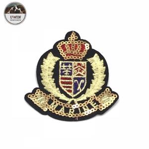 Quality Noble Royal Sequin Uniform Shirt Patches Popular British Style Custom Logo wholesale