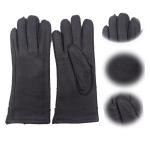 Women's Hand Made Full Finger Genuine Deerskin Leather Gloves Cashmere Lining