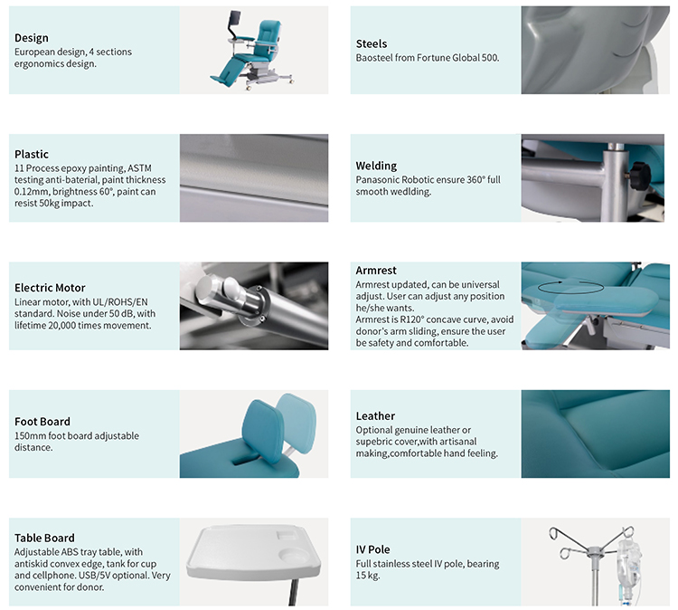 Blood Donation Chair Manufacturer Electric Three Function Dialysis Chair Hospital Patient Medical Recliner Chemotherapy
