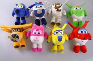 Quality 8 Style Cartoon Plush Toys 20cm Super Wings Airplane , Red / Green / Yellow Color wholesale