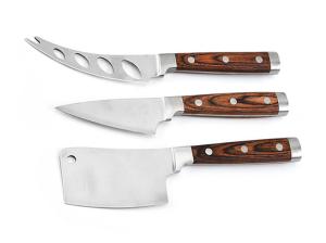 Quality 3PCS cheese knife with Paka wood handle in gift box wholesale