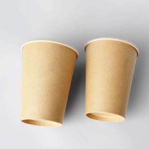 Quality Food Grade Brown Kraft Paper Cup Plastic Free Coated Single Wall Kraft Hot Cups wholesale
