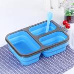 Rectangle 3 Compartment Collapsible Bento Box For Adults