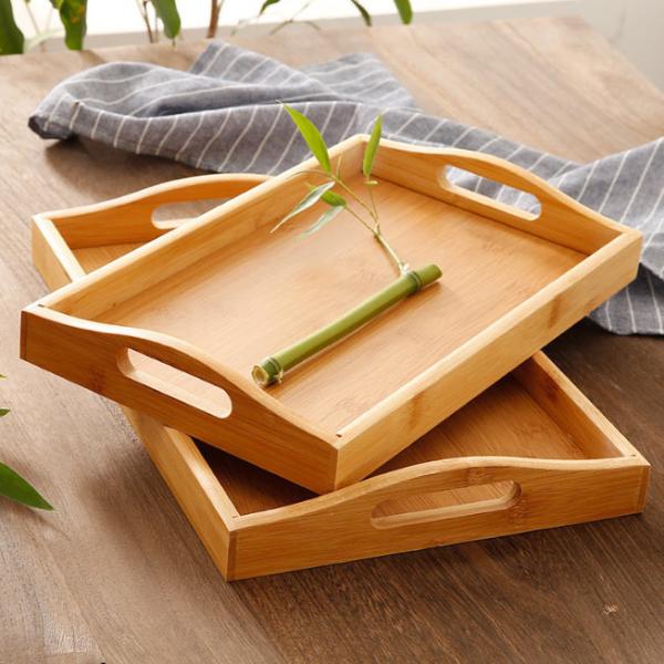 Cheap Wooden Eating Coffee Table Bamboo Serving Tray With Handles for sale