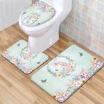 Halloween Polyester Fiber Toilet Mat Set Bathroom Three Piece Bath Rug Set