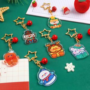 Quality Christmas Festival Acrylic Keychain Key Ring Cute Snowman Print and Durable Material wholesale
