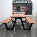 Hotel Restaurant Outdoor Dining Table With Bench , Park Wooden Outdoor Picnic