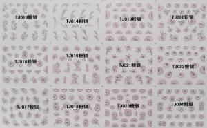 Quality Wholesaler Nail Art Stickers,Nail Art Decals, Water Slide Nail Stickers, (TJ013-024 pink silver) wholesale