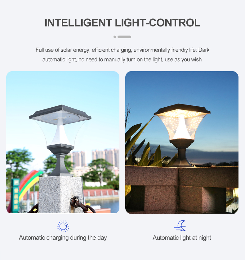 Die Cast Aluminium 30W Solar Pillar Light Garage Fence Decoration post lamp