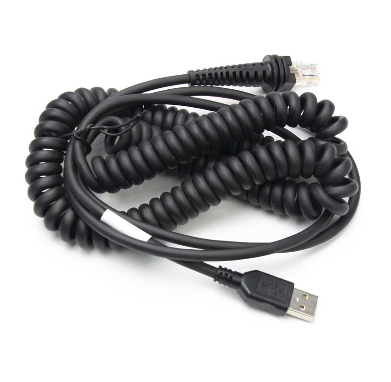 Spiral PVC USB Barcode Scanner Cord For Honeywell 1900GSR 1902GHD